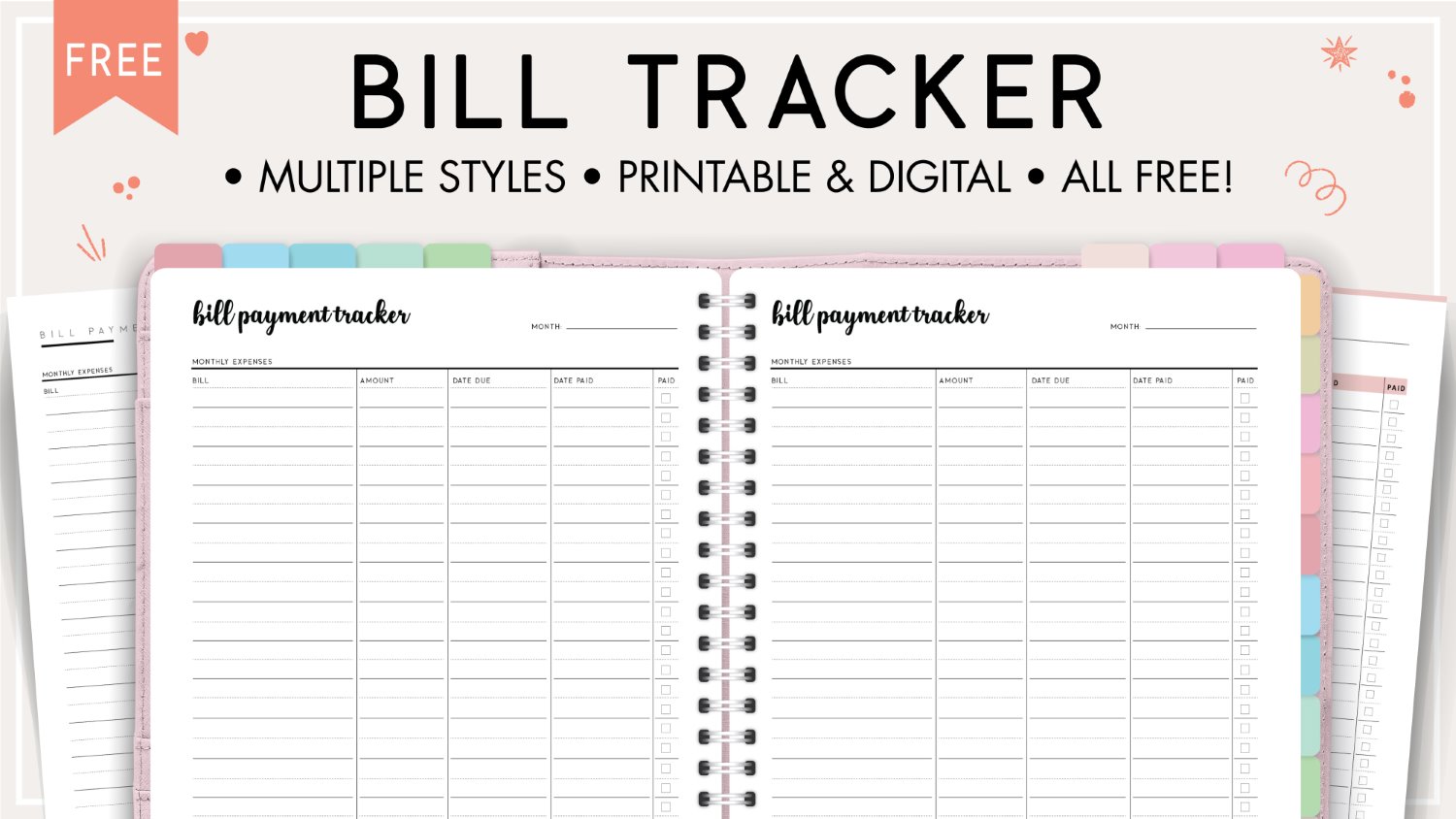 Free Cute Bill Tracker Printable